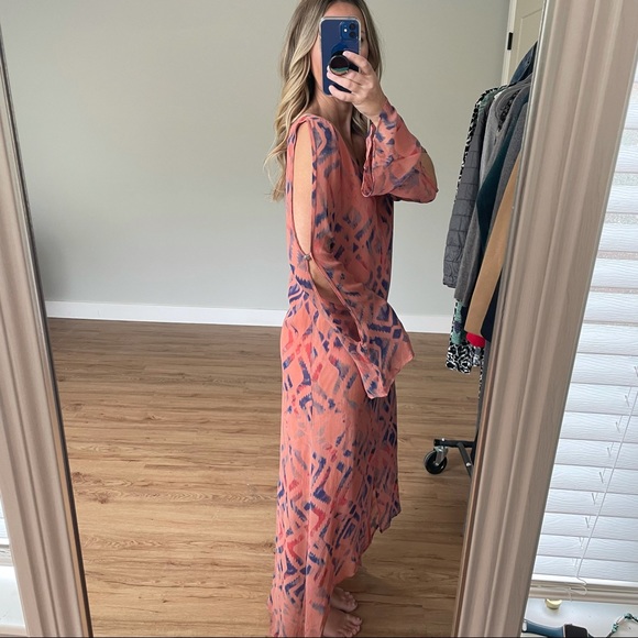 Gypsy 05 100% Silk Coral Maxi Dress (S) - Picture 3 of 9